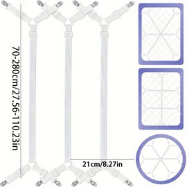 Chargenyang Bed Fitted Sheet Straps Clips,2Pack Adjustable Crisscross Sheets Clip Holder Fasteners Suspenders for Mattress Cushion Cribs Elastic Sheet Strap Fitted Sheet Corner Holder (White)
