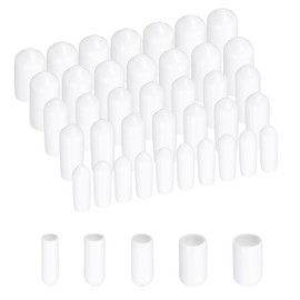 sourcing map 50pcs Round Rubber End Caps Protective Caps 4mm 5mm 6mm 7mm 8mm White Screw Thread Protectors