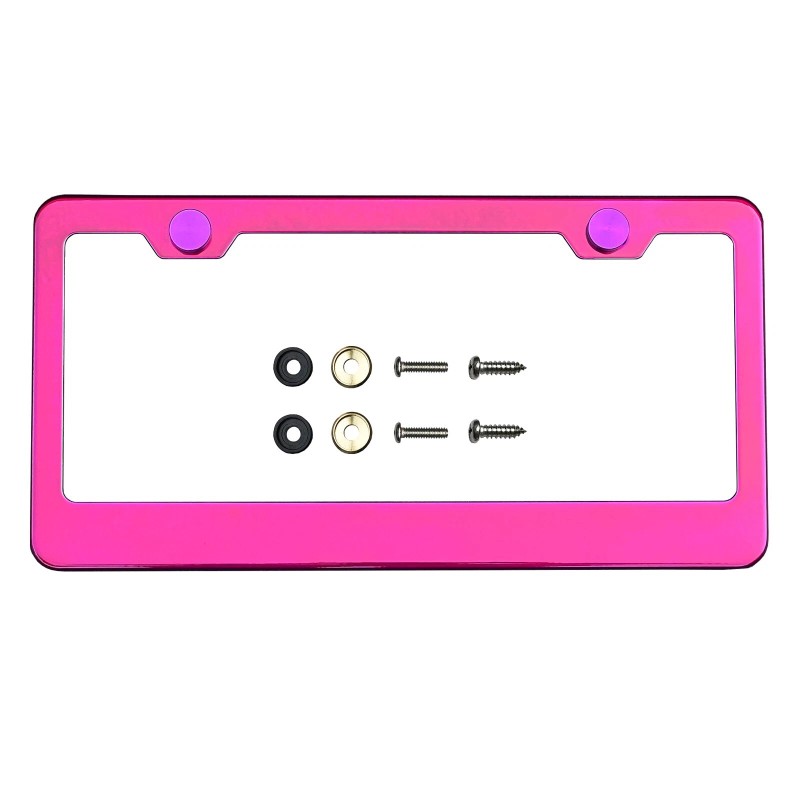 KA License Plate Frame Raspberry Pink Powder Coated Stainless Steel