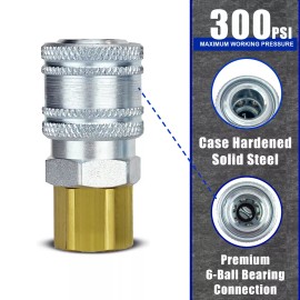 Industrial Now Supply 20-Piece Complete Industrial Kit - Steel 1/4” Manual Couplers & Plugs - I/M