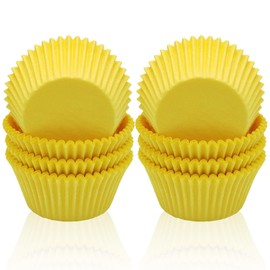 Pack of 200 Mini Muffins Paper Cases Yellow Muffin Cases Paper, Cupcake Cases, Yellow Muffin Cases Paper Small for Baking, Dessert Easter Valentine's Day Birthday Wedding Decoration