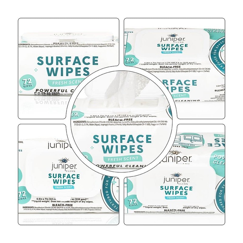 Juniper CLEAN 6 Pack Surface Cleaning Wipes Bleach Free, All-Purpose