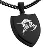 Tioneer Black Stainless Steel Tribal Unicorn Shield Pendant Necklace