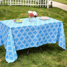 Eternal Beauty 152x213cm Recatngle Blue Plaid Indoor Outdoor Waterproof Tablecloth for Patio Garden Party and BBQ(60x84 Inch)