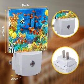 Neidius Night Light for Kids Girls Boys,Underwater Fishes Coral LED Night Light Plug into Wall with Dusk to Dawn Sensor for Room Decor,Hallway,Kitchen,Bathroom,Nursery,Stairs