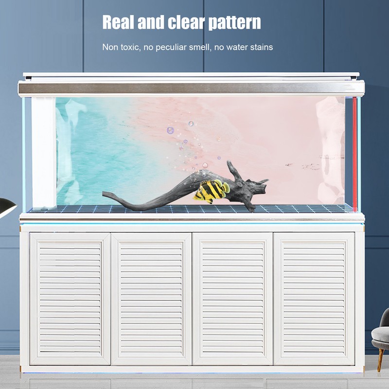 Fish Tank Background Decoration Beach Pattern 3D PVC Self Adhesive