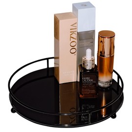 Jewelry Tray Perfume Display Organizer Bathroom Storage Vanity Tray Tabletop Display for Cosmetic, Candle, Jewelries, 10" Round