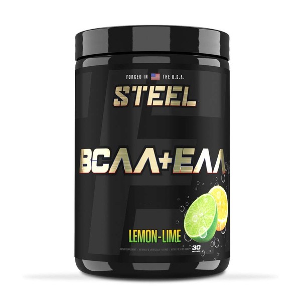 Steel Supplements | High Performance BCAA EAA Powder | Promotes Lean Muscle Growth and Workout Endurance | 2:1:1 Ratio to Recover Muscle Faster 30 Servings. (Lemon Lime)