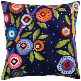 Collection D'Art Cross Stitch Cushion, Cotton, Multicoloured, 40x40cm