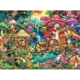 Buffalo Games - Aimee Stewart - Merry Mushroom Village Picnic - 1000 Piece Jigsaw Puzzle for Adults -Challenging Puzzle Perfect for Game Nights - Finished Size is 26.75 x 19.75
