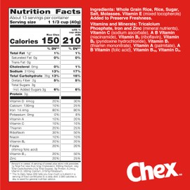 Rice Chex Gluten Free Breakfast Cereal, Homemade Chex Mix Ingredient, Family Size, 18 oz