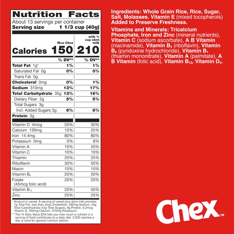 Rice Chex Gluten Free Breakfast Cereal, Homemade Chex Mix Ingredient,