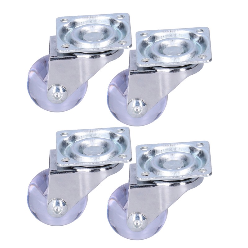 4 Pcs Swivel Caster Heavy Duty Stainless Steel Transparent PU