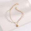Gold Layered Pearl Heart Bracelet for Women,Dainty Charming Bohemian Beaded