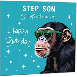 Funny Birthday Card for Step Son Another Year Older Funny Cool Monkey Hilarious Birthday Card from Step-Dad Step-Mum