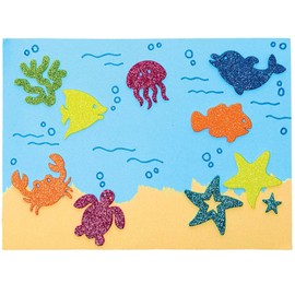 Baker Ross FC777 Glitter Sea Life Foam Rubber Stickers - Pack of 150, Bulk Glitter Foam Stickers for Children for Crafts, Design and Decorating