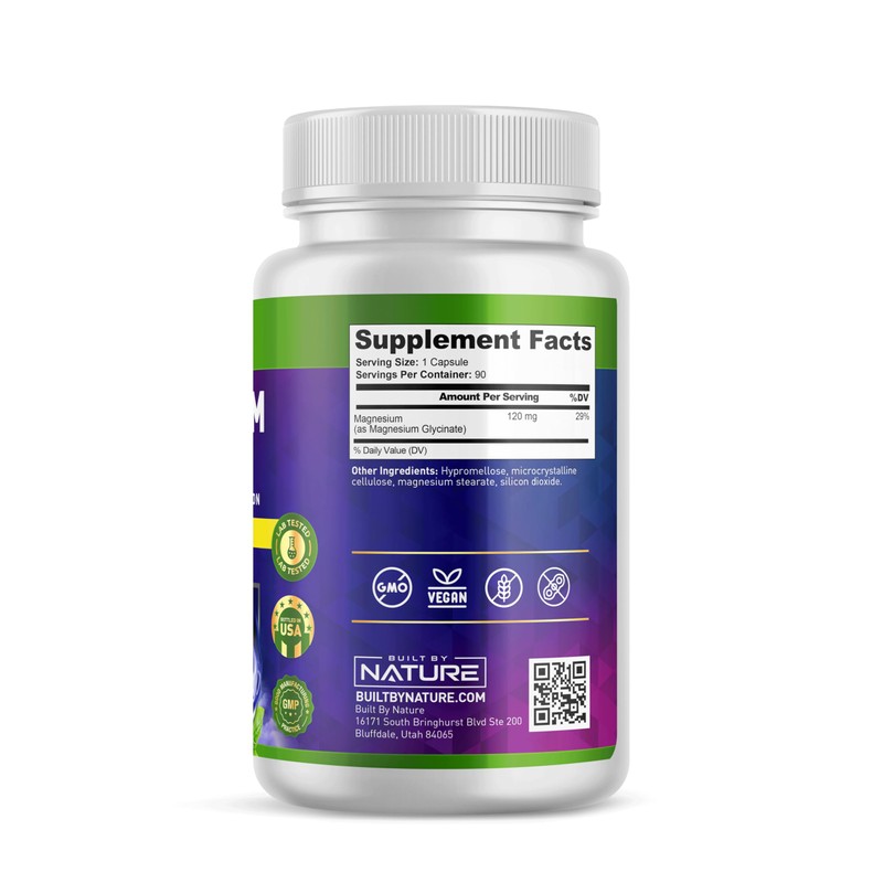 Built By Nature Magnesium Glycinate - Chelated for High Absorption