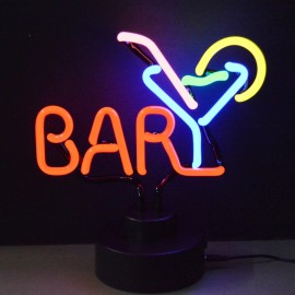 Bar Martini Neon Sign Sculpture Home Cocktails Tiki drink Table lamp Glass art