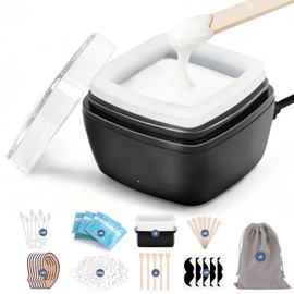 Nose Wax Kit Men, Nose Ear Hair Waxing Kit 120g Wax, 65 Sticks, 2 Silicone Pots, Nose Ear Hair Removal Kit, USB Fast Heat, Smart Constant Temp, Multi-Accessories, Black