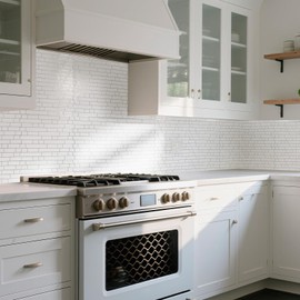 Art3d 10-Sheet Heavy-Duty Peel and Stick Backsplash, Waterproof Wall Tiles Stick on Kitchen Backsplash Living Space, White with Gray Grout