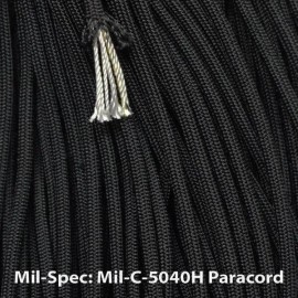E.L. Wood Braiding Company Mil Spec 550 Paracord Black (Mil Spec Type III MIL-C-5040H) Made in USA