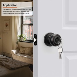 Haidms 5 Packs Oil Rubbed Bronze Door Knob with Lock and Key, Keyed Alike, Exterior Door Knobs