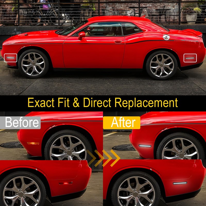 R&F Auto Side Marker Lights Replacement for Challenger 2015-2023 Front