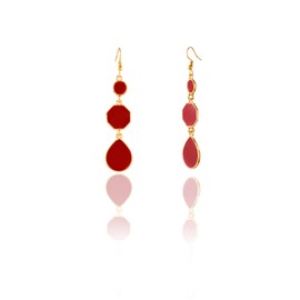 Moonstruck Round Drop & Dangle Earrings for Women (Red)