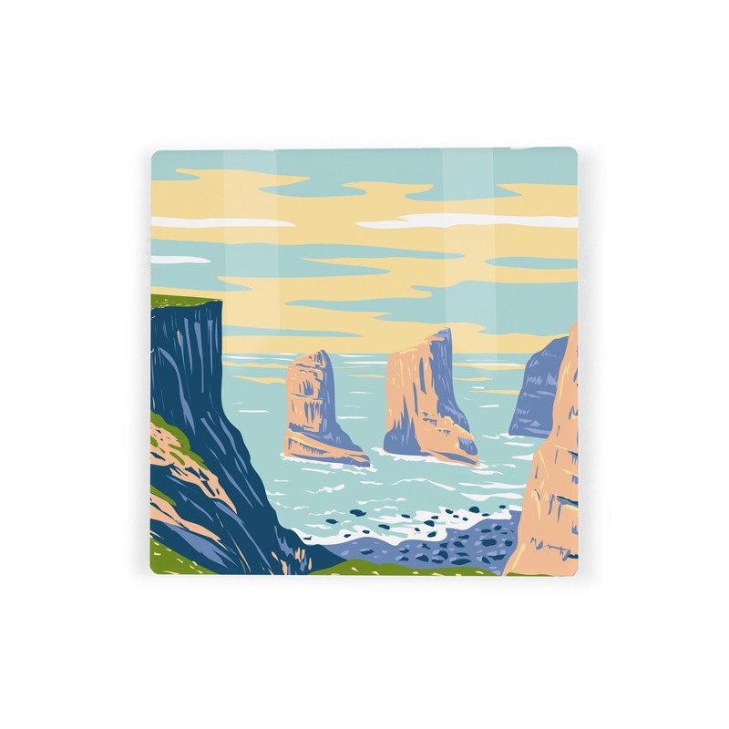 Wales Ceramic Coaster Set - UK Welsh Landmarks/Landscapes Square Set
