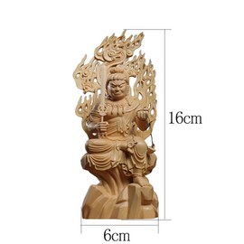 Fudo Myoo Buddha Statue, Wooden Carving, Buddhist Altar Statue, Figurine, Cypress Wooden Protection Honzon, Year of the Rooster, Wooden Buddha Statue, Five Great Myo-o-no-Ichi Zodiac Amulets, Prayer,