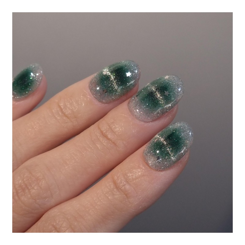 Green Pop Magnet Handmade Nail Tips - Short Square /