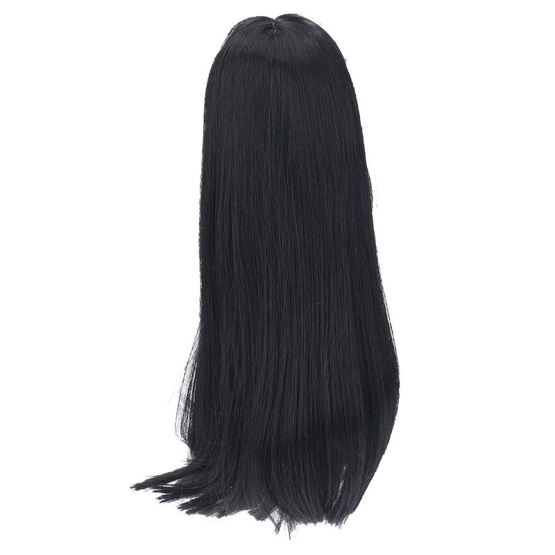 Black Doll Hair Soft Flexible Thick Hair with Bangs for