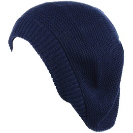 BYOS - Gorro de lana de estilo francés ligero y suave, Marino, Talla única