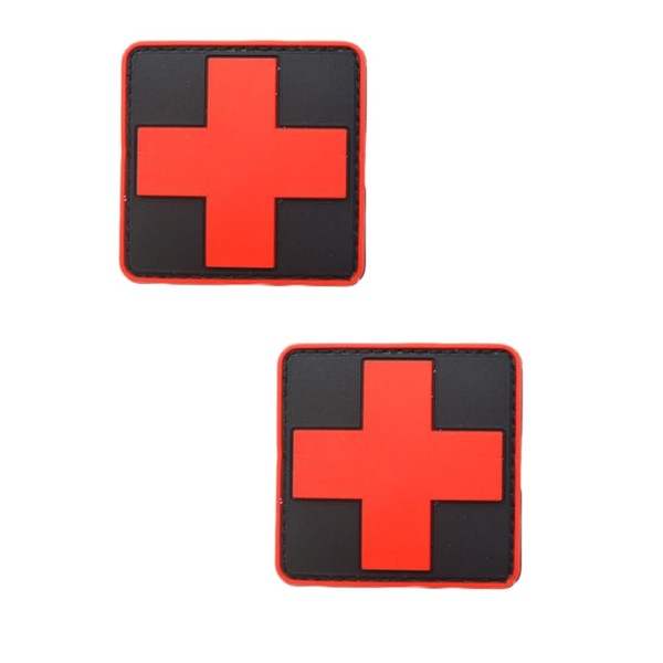 Uijokdef - 2 parches de bandera de rescate médico de cruz roja (cruz negra)