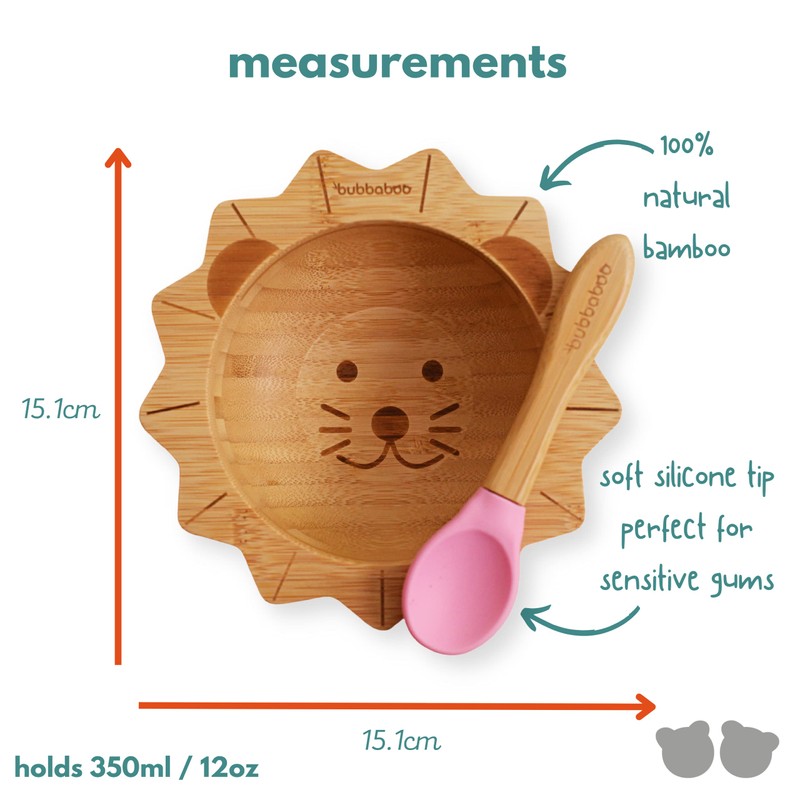 Bubbaboo Bamboo Baby Bowl and Spoon Set Baby Suction Bowl