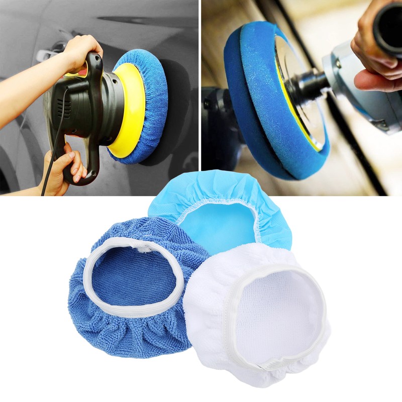 24 Packs Polishing Bonnet 6in/150mm Microfiber Nonwoven Cotton Buffing Pads