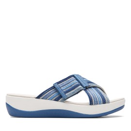 Clarks Women's Arla Wave Slide Sandal, Blue Combi, 8