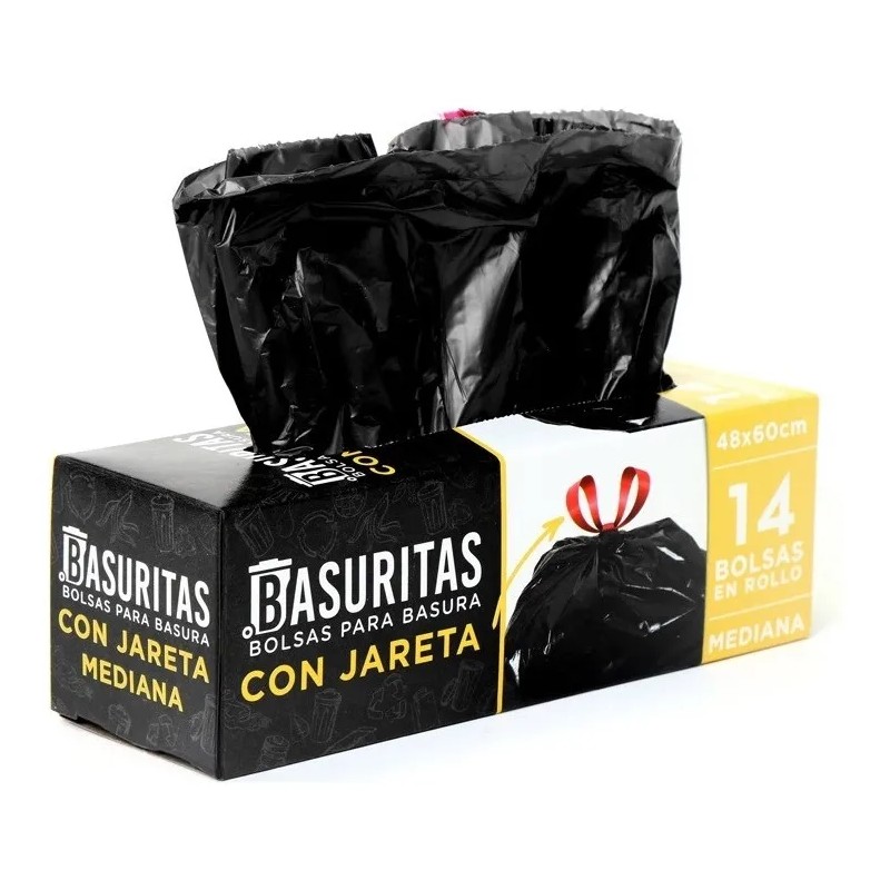 28 Bolsas De Basura Medianas Basuritas, 48x60 Cm, Pack 2x14