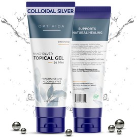 OPTIVIDA OPTIVIDA Colloidal Silver Gel for Wound Care, Natural Topical Skin Healing | Nano-Silver Topical Gel for Wounds, Burns, Rashes, Skin Irritations, Unscented (4 Oz.)