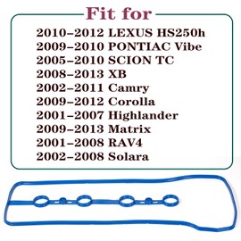 Engine Head Valve Cover Gasket VS50530R AEM Rubber Compatible With HS250h Vibe Camry Corolla Matrix RAV4 Solara Engine 2AZ-FXE 1AZ-FE LAX L4 2.4L 2.0L 1121328021 112130H010 VS50362 0361639 Engine Seal