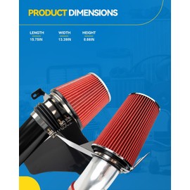 PHILTOP Cold Air Intake Kit with Filter Heat Shield Compatible With Dodge Charger 2006-2019, Challenger 2008-2019, Magnum 2005-2008, Compatible With Chrysler 300 2005-2019, 5.7L, 6.1L V8 (Red)