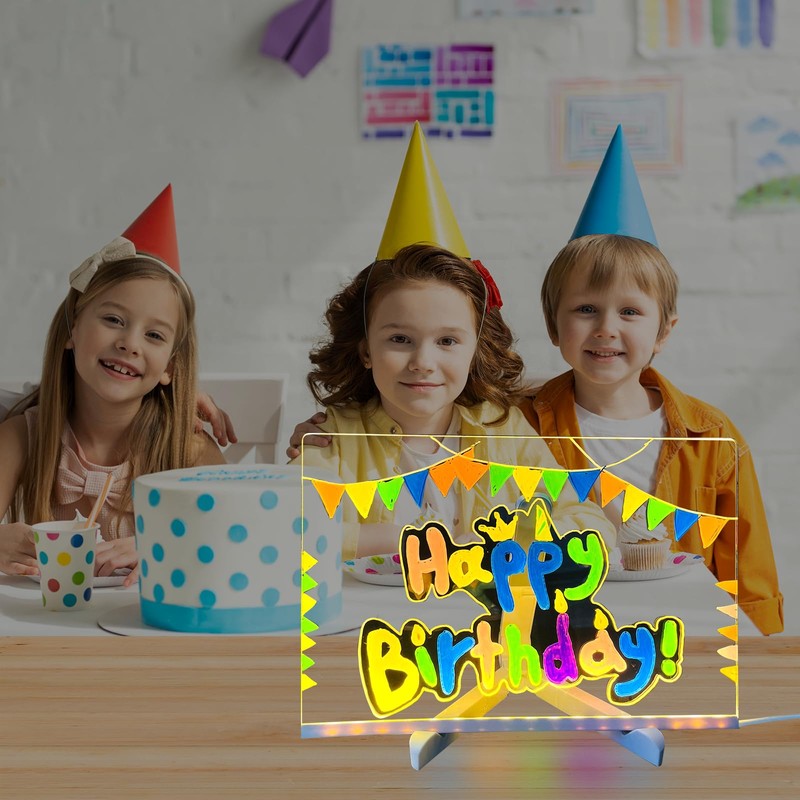 Light Up Acrylic Board with 7 Colors Pen, Magic Led