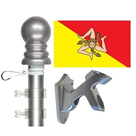 Sicily Flag and Flagpole Set, Choose from Over 100 World and International 3'x5' Flags and Flagpoles, Includes Sicilian Flag, Pole and Bracket