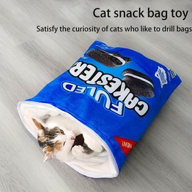 Cat Play Tunnel Toy Bed Cat Crinkle Bag Collapsible Tunnel Crinkle Sack Bag Indoor Interactive Toys with Crumpled Paper Folding Ring Paper Toy Self High Fun (Oreo Cookies)