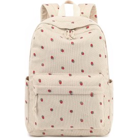 BLUBOON Backpack for Women School Backpack Travel Hiking (A Corduroy Strawberry)