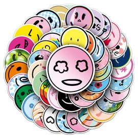 50PCS Smiling Face Stickers Trolley Case PVC Stickers Waterproof Cute Removable Graffiti Stickers Laptop Skateboard Water Bottles Stickers and Reusable Stickers for Teens Adults (purple)
