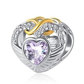 OutstandLong June Birthday Charm Heart Love Simulated Birthstone Gold Infinity Bead Charms for Bracelets