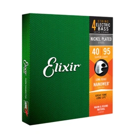 Elixir Bass Guitar Sets Ultra-Thin Nanoweb Coating Long Scale, 4 String - Super Light (0.040 - 0.095)