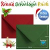 50 Red Green Xmas Card Envelopes Coloured C6 Gummed Christmas Card Envelopes