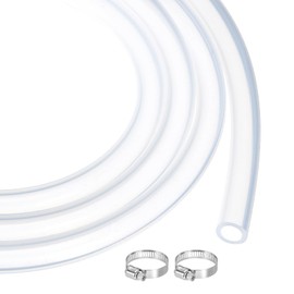 MECCANIXITY 3.3ft Clear Silicone Rubber Tubing 3/8" OD Plastic Tube Flexible Air Hose for Brewing, Wine Making, Pump Siphon, 7mm x 10mm, with 2pcs Clamps